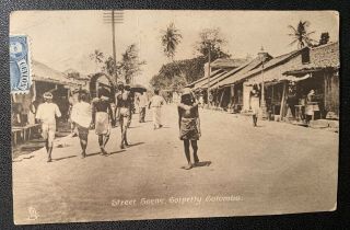 Colombo Golpetty Ceylon Postcard Photo Street Scene 1942 Censored Passed