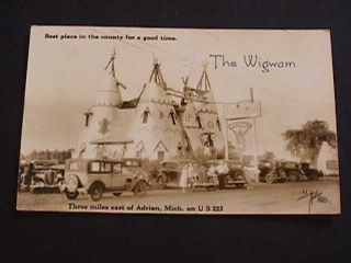 1938 The Wigwam Best Place For A Good Time,  Adrian,  Michigan Real Photo Postcard