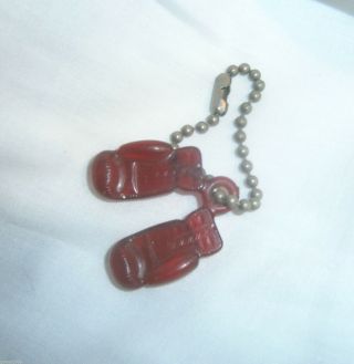 Vintage Red Lucite Fighting Boxing Gloves Boye Keychain Prize