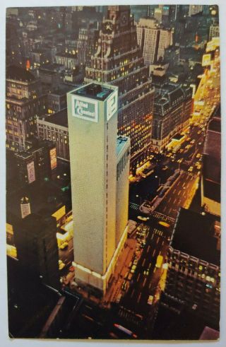 Times Square Allied Chemical Tower York Nyc Vintage Postcard