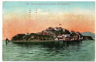 154 Alcatraz Island San Francisco Bay Ca Vintage Postcard E.  Mitchell 1910