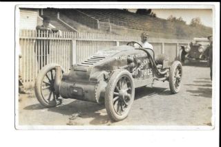 Rppc Postcard Barney Oldfield Firestone Tires Vtg Auto Car Racing Advertising