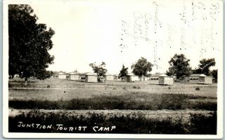 1926 Texas Rppc Real Photo Postcard " Junction Tourist Camp Writing On Front
