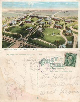 Grand Forks N.  D.  University Future Campus 1910 Antique Postcard