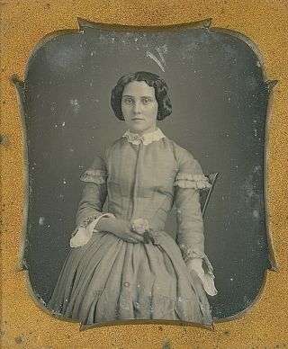Young Woman Holding Flower 1/6 Plate Daguerreotype E714