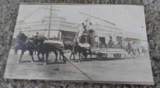 1908 Rppc Photo Postcard Turlock California Ca Parade Turlock Hardware Float
