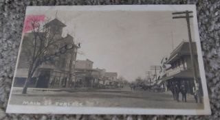 1908 Rppc Photo Postcard Turlock California Main St.  People Hotel Real Estate