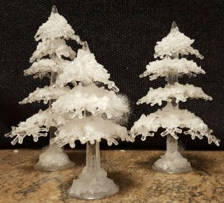 Village Ac Dept 56 " Icy Tree " 56.  52889 Set Of 3 Suit Train,  Doll House Collect