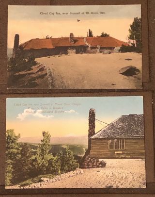 Two (2) Cloud Cap Inn Postcards Mt Hood St Helens Mazamas