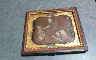 Cased 6th Plate Daguerreotype Portrait Of Child Riding A Rocking Horse