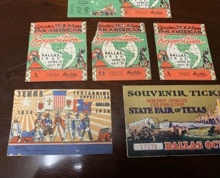 1938 Texas State Fair,  1936 Centennial Exposition,  1937 Pan American Fair Ticket 3