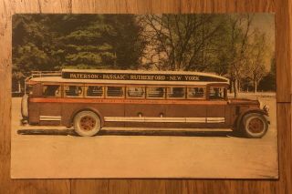 Scarce 1937 Postcard Inter City Bus Line Paterson Passaic Rutherford Nj Ny Coach