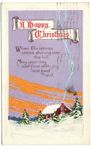 A Happy Christmas Joy And Good Will Vintage Postcard Oakland Ca 1924 Series 1328