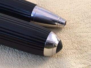 Louis Cartier Godron Black Composite / Platinum Rollerball & Ballpoint Pen Set 4