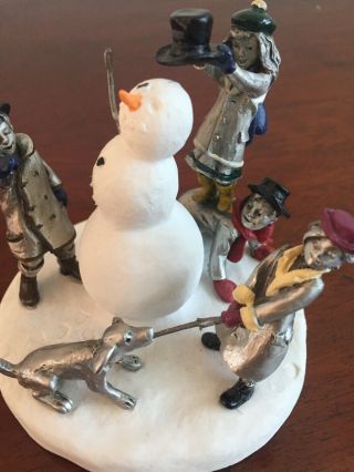 La Rocca Pewter Christmas Winter Snowman Dog Children Figurine 1994 582/1500 3