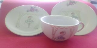 Japan White Ceramic Porcelain Lady Teapot Set Ballerina Cup Saucer Plate Only