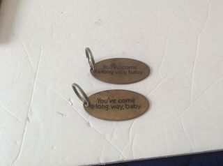 Two Vintage Virginia Slims Brass Key Chain Rings - You’ve Come A Long Way,  Baby.