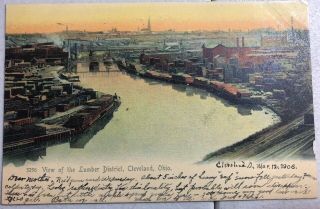 Vintage C1906 View Of The Lumber District Cleveland,  Ohio Colored Postcard