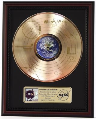 Voyager One - Sounds Of The Earth Gold Lp Record Framed Cherrywood Display " M4 "