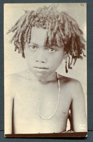Fiji,  Cu Of Young Native Boy,  Un,  W.  H.  Cooper Rp No.  104