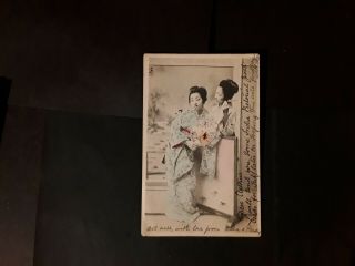 1904 Undivided Back Japan Postcard,  Geisha Girls,  Posted From India Via Seapost