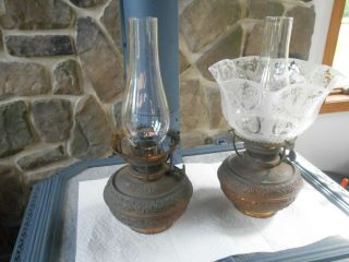 Bradley & Hubbard B & H Oil Lamp March 24,  1896 Fancy Etched Shades 6