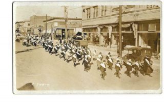 Rppc Real Photo Postcard Main Street Vancouver Wash Marching Parade Us Flags