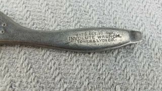 Vintage INVOLUTE WRENCH Tower & Lyon Co Alligator pipe or nut 2