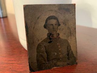 Antique Tintype Photo 1800s Handsome Young Civil War Soldier