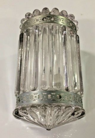 Vintage Mid Century Modern Outdoor Porch Wall Sconce Light Fixture Thick Glass