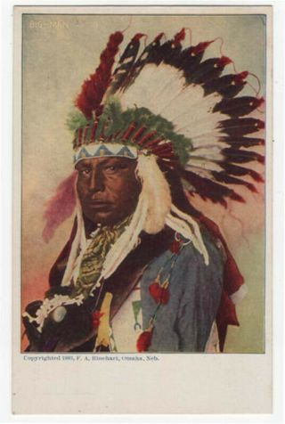 Vintage Native American Postcard,  Big Man,  1903