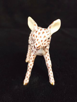 Herend Porcelain Orange Fishnet " Baby Deer " Figurine