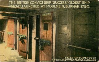 Postcard British Convict Ship Success Cells On Lower Deck Mawlamyine Burma