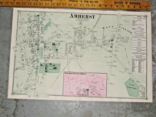 Amherst,  Ma. ,  1873 Hand Colored Village Map Remover From The Hampshire Co.  Atlas
