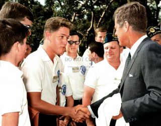 President John F.  Kennedy Greets Bill Clinton Age 16 In 1963 11x14 Photo (lg158)