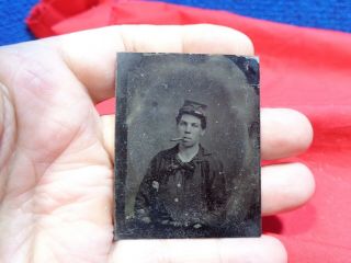 Antique Tintype Photograph Cigar Smoking Civil War Soldier? Lady?