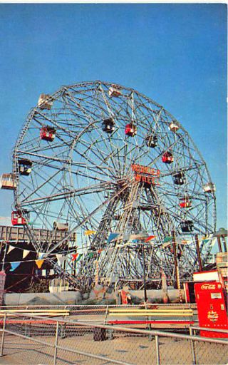 Coney Island Ny Wonder Wheel Ferris Wheel Coca Cola Postcard