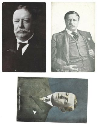 1912 Presidential Candidate Postcards: Theodore Roosevelt,  Wh Taft,  And W Wilson