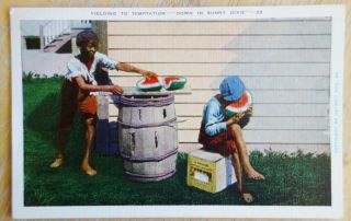 Yielding To Temptation - Down In Sunny Dixie Black Americana Postcard