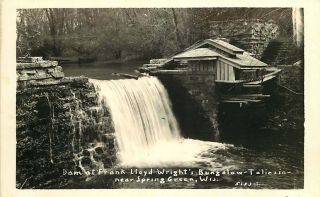 Real Photo Postcard Taliesin Dam,  Spring Green,  Wisconsin - Frank Lloyd Wright
