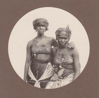 Vintage Large Silver Photograph African Women Ethnographic 1910 Study Circular