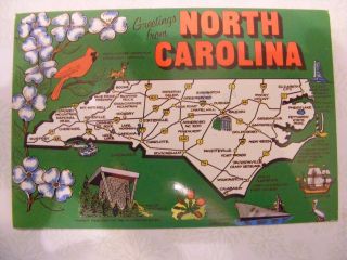 Vintage Postcard Of The State Of North Carolina