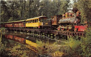 Cedar Point Sandusky Ohio 1960s Postcard Amusement Park Cp & Lake Erie Rr Train