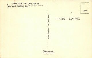 Cedar Point Sandusky Ohio 1960s Postcard Amusement Park CP & Lake Erie RR Train 2