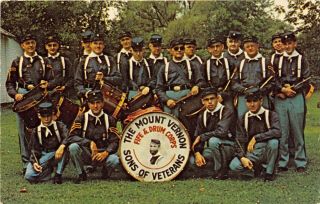 Mount Vernon Ohio 1950s Postcard Civil War Sons Of Veterans Fife & Drum Corp