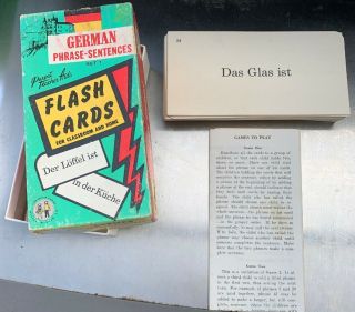 Vtg 1960 Parent German Vocabulary Flash Cards Old School Foreign Language Plan