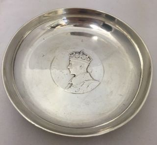 King George Vi Queen Elizabeth British Historical Sterling Silver Pin Coin Dish