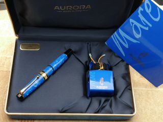 Le Aurora Mare Fountain Pen 18k Gold F Nib,  Box / Ww