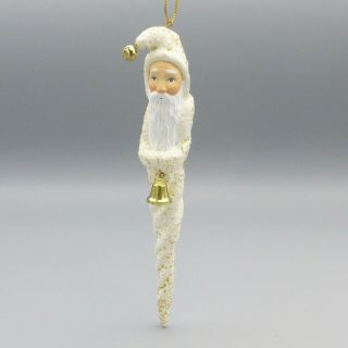 Dept 56 Father Frost White Santa Icicle Christmas Ornament Paper Mache