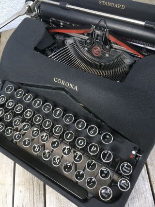 Black Smith & Corona standard Typewriter 1938 - 39 w Case Restored 4